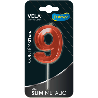 Produto Festcolor - VELA MINI SLIM METALLIC COBRE N 9