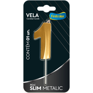 VELA MINI SLIM METALLIC OURO N 1