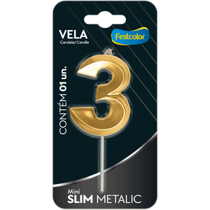 VELA MINI SLIM METALLIC OURO N 3