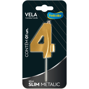 VELA MINI SLIM METALLIC OURO N 4