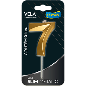 VELA MINI SLIM METALLIC OURO N 7