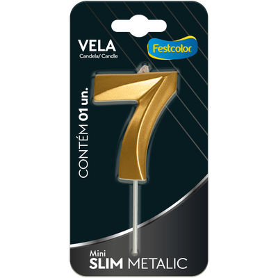 Produto Festcolor - VELA MINI SLIM METALLIC OURO N 7