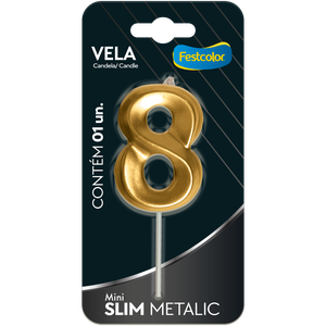 VELA MINI SLIM METALLIC OURO N 8