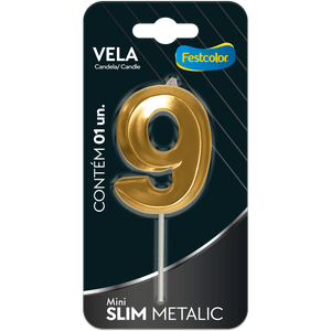 VELA MINI SLIM METALLIC OURO N 9