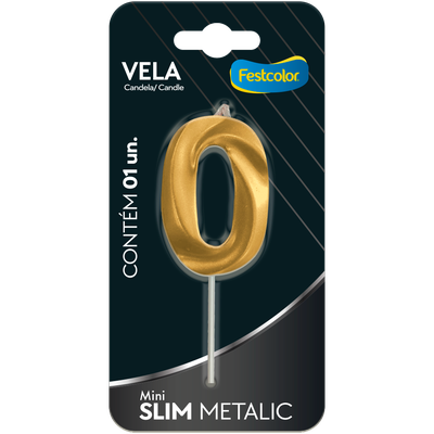 Produto Festcolor - VELA MINI SLIM METALLIC OURO N 0