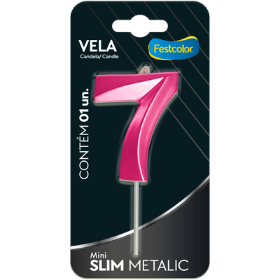 Produto Festcolor - VELA MINI SLIM METALLIC PINK N 7