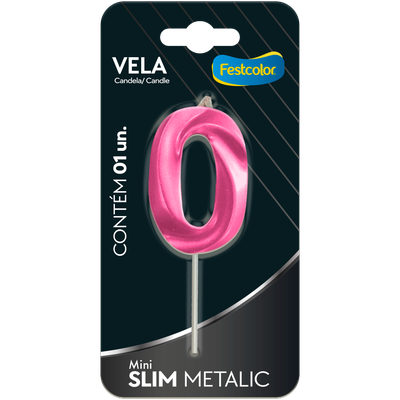 Produto Festcolor - VELA MINI SLIM METALLIC PINK N 0