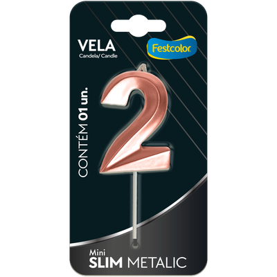 Produto Festcolor - VELA MINI SLIM METALLIC ROSE GOLD N 2