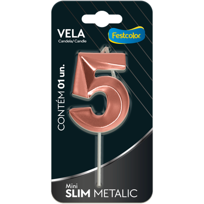 Produto Festcolor - VELA MINI SLIM METALLIC ROSE GOLD N 5