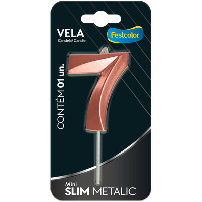 Produto Festcolor - VELA MINI SLIM METALLIC ROSE GOLD N 7
