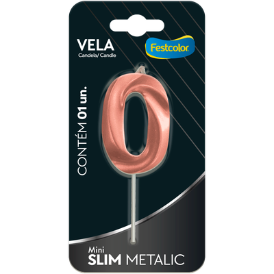 Produto Festcolor - VELA MINI SLIM METALLIC ROSE GOLD N 0