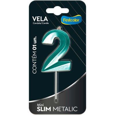 Produto Festcolor - VELA MINI SLIM METALLIC TIFFANY N 2