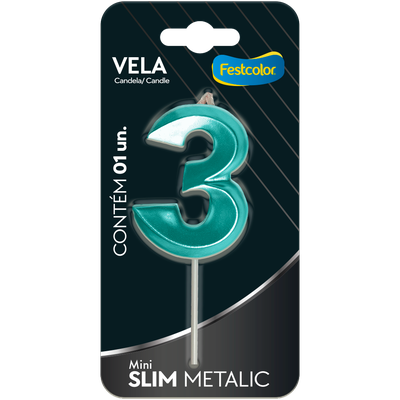 Produto Festcolor - VELA MINI SLIM METALLIC TIFFANY N 3