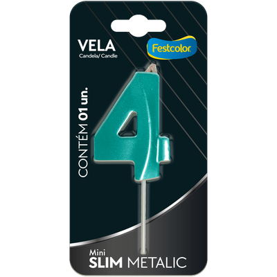 Produto Festcolor - VELA MINI SLIM METALLIC TIFFANY N 4