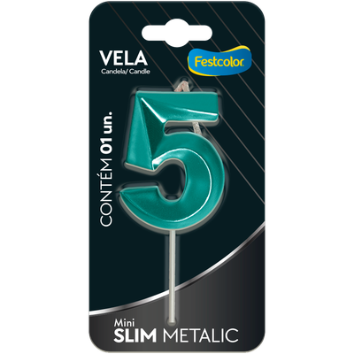 Produto Festcolor - VELA MINI SLIM METALLIC TIFFANY N 5
