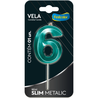 Produto Festcolor - VELA MINI SLIM METALLIC TIFFANY N 6