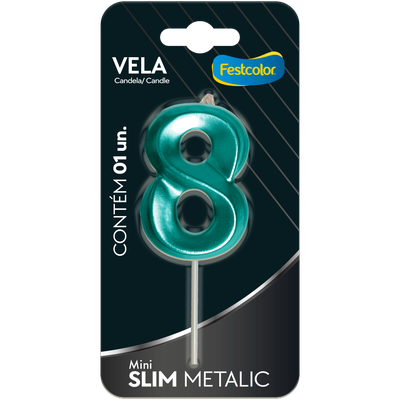 Produto Festcolor - VELA MINI SLIM METALLIC TIFFANY N 8