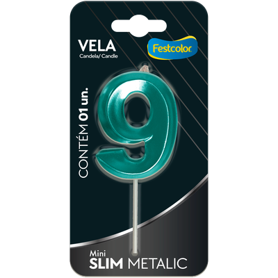 Produto Festcolor - VELA MINI SLIM METALLIC TIFFANY N 9