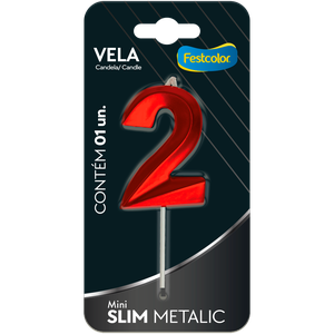 VELA MINI SLIM METALLIC VERMELHA N 2