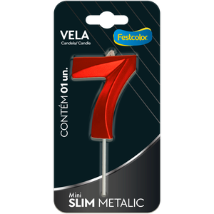 VELA MINI SLIM METALLIC VERMELHA N 7