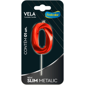 VELA MINI SLIM METALLIC VERMELHA N 0