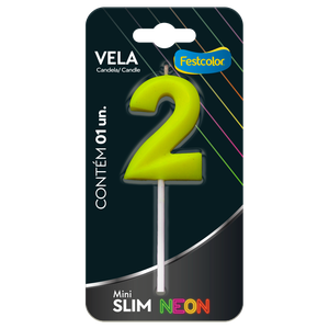 VELA MINI SLIM NEON AMARELA N 2