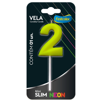 Produto Festcolor - VELA MINI SLIM NEON AMARELA N 2
