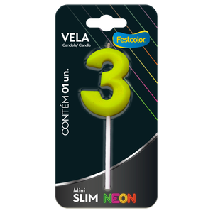 VELA MINI SLIM NEON AMARELA N 3