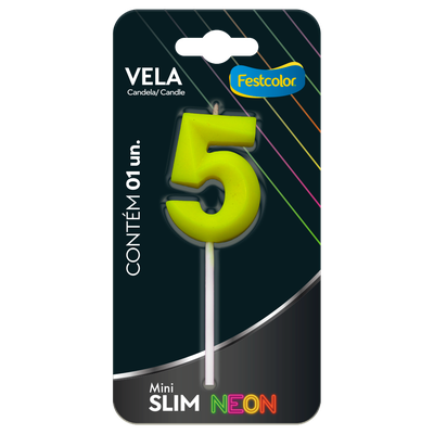 Produto Festcolor - VELA MINI SLIM NEON AMARELA N 5