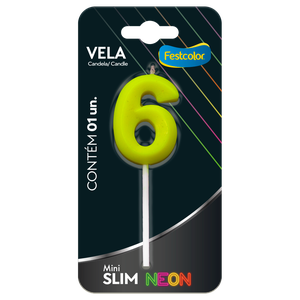 VELA MINI SLIM NEON AMARELA N 6