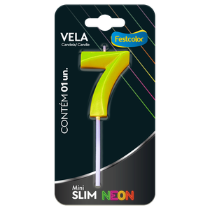 VELA MINI SLIM NEON AMARELA N 7