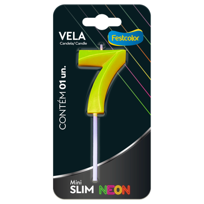 Produto Festcolor - VELA MINI SLIM NEON AMARELA N 7