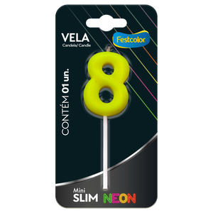 VELA MINI SLIM NEON AMARELA N 8