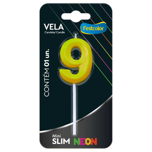 VELA MINI SLIM NEON AMARELA N 9