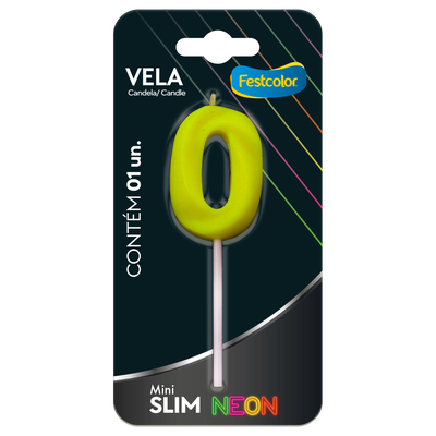 Produto Festcolor - VELA MINI SLIM NEON AMARELA N 0