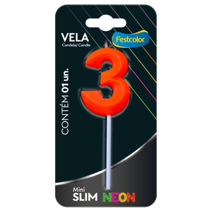 VELA MINI SLIM NEON LARANJA N 3