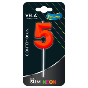 VELA MINI SLIM NEON LARANJA N 5