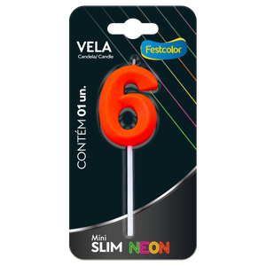 VELA MINI SLIM NEON LARANJA N 6