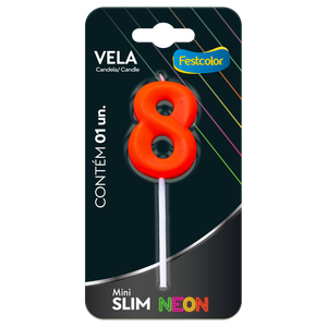 VELA MINI SLIM NEON LARANJA N 8