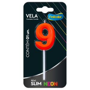 VELA MINI SLIM NEON LARANJA N 9
