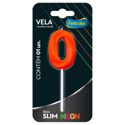 Produto Festcolor - VELA MINI SLIM NEON LARANJA N 0