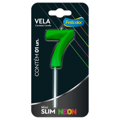 Produto Festcolor - VELA MINI SLIM NEON VERDE N 7
