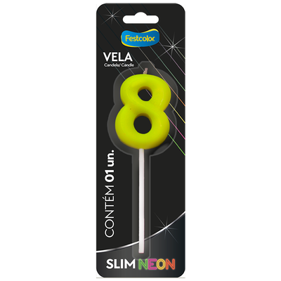 Produto Festcolor - VELA SLIM NEON AMARELA N 8
