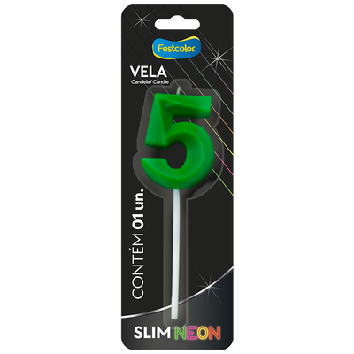 Produto Festcolor - VELA SLIM NEON VERDE N 5