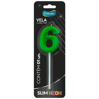 Produto Festcolor - VELA SLIM NEON VERDE N 6