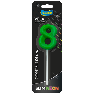 Produto Festcolor - VELA SLIM NEON VERDE N 8