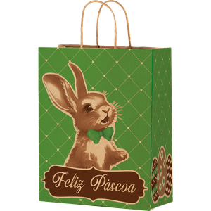SACOLA DE PAPEL PP 18X14X7 PÁSCOA RABBIT