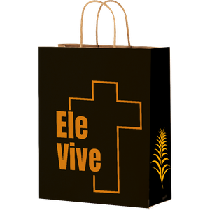 SACOLA DE PAPEL M 29X24X12 PASCOA ELE VIVE