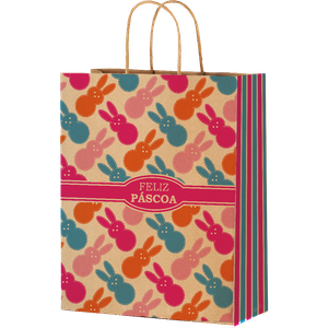 SACOLA DE PAPEL M 29X24X12 PASCOA CORES