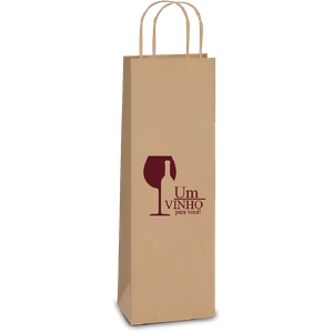 SACOLA KRAFT GARRAFA 34X14X8 UM VINHO 01X10